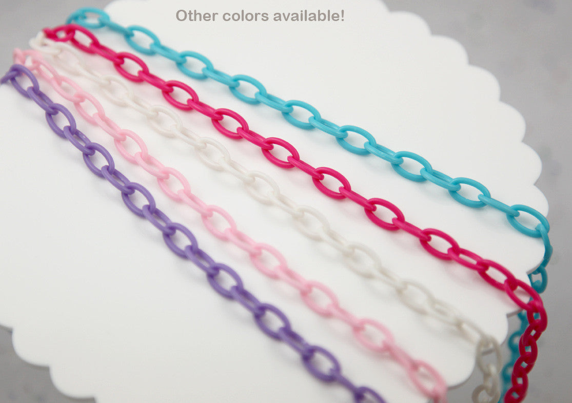 13mm Baby Pink Acrylic or Plastic Chain - 16.5 inch length / 42 cm length - 3 pcs set