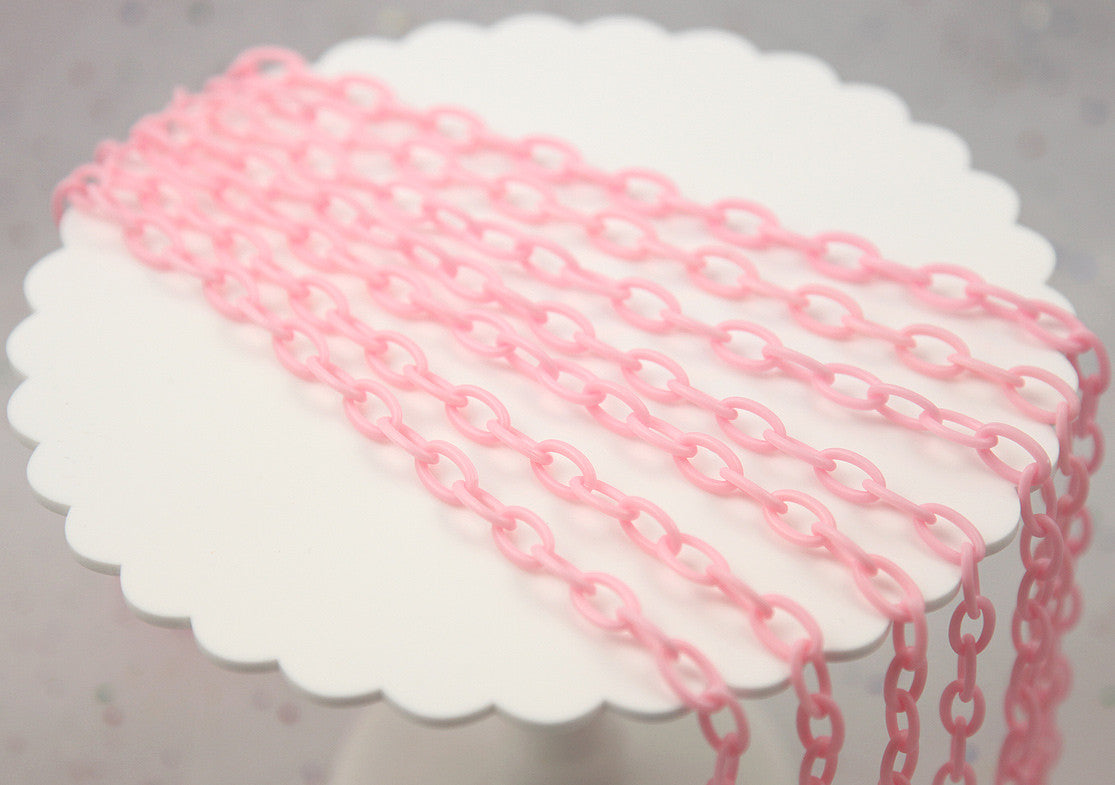 13mm Baby Pink Acrylic or Plastic Chain - 16.5 inch length / 42 cm length - 3 pcs set