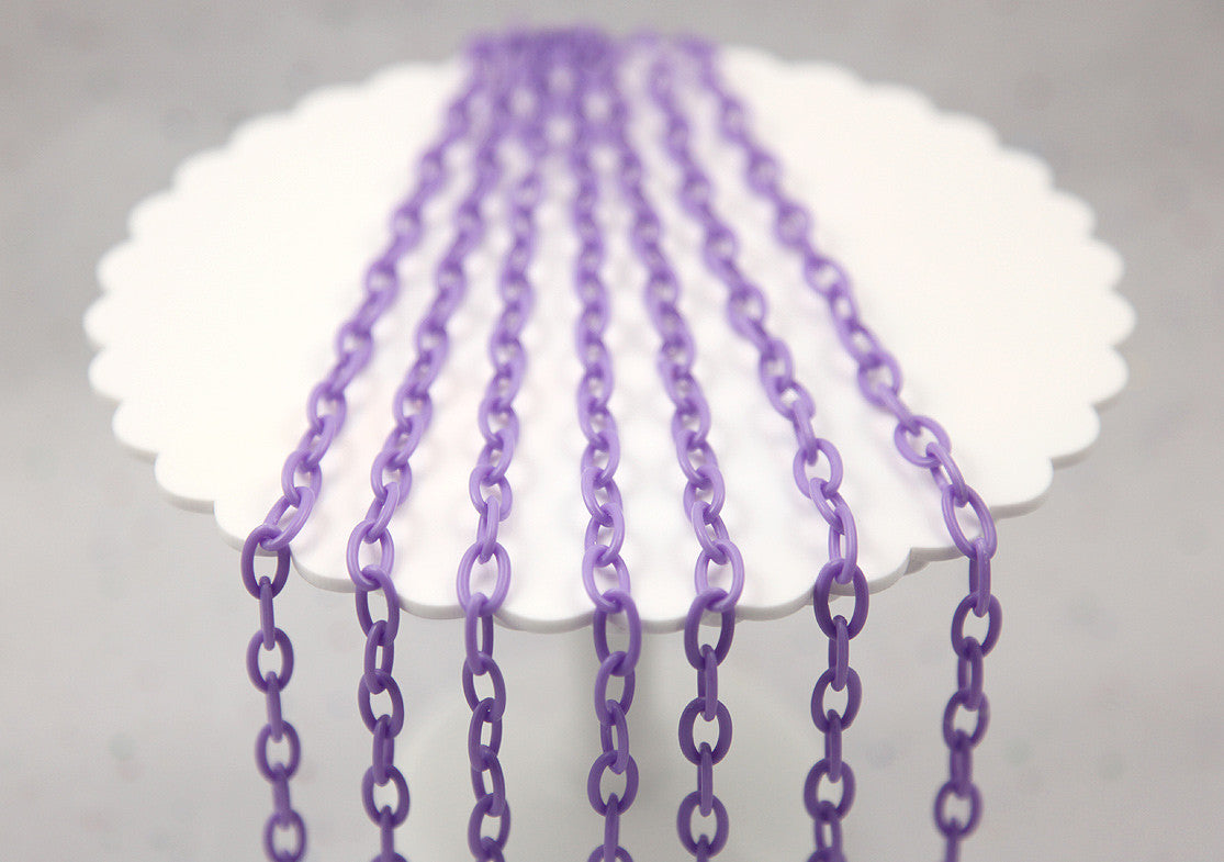 13mm Purple Acrylic or Plastic Chain - 16.5 inch length / 42 cm length - 3 pcs set