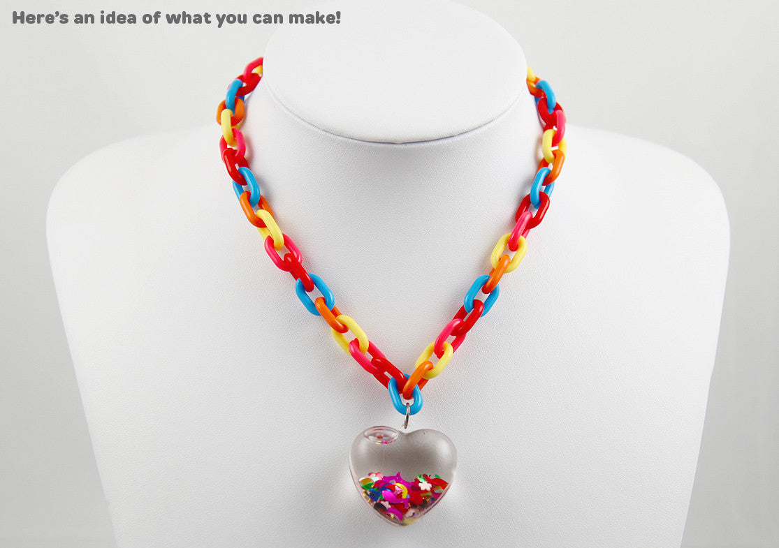 Plastic Chain Links - 15mm Transparent Colorful Plastic or Acrylic Chain Links - Mixed Colors - 200 pc set