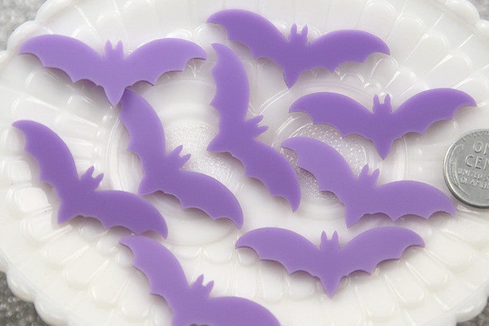 45mm Purple Bats Acrylic or Resin Cabochons - 6 pc set