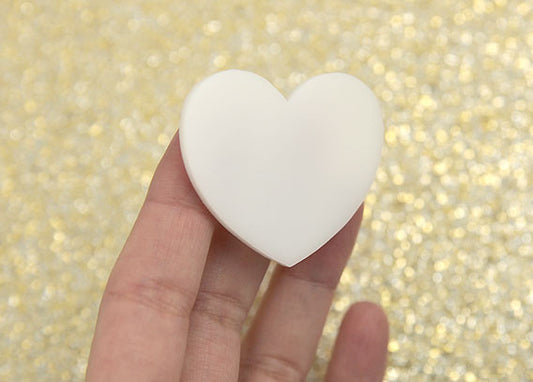 45mm White Solid Color Heart Cabochons – 4 pc set