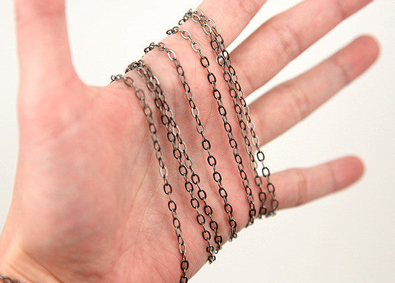 4mm Tiny n' Perfect Black Gunmetal Brass Chain - 10 feet / 3 meters