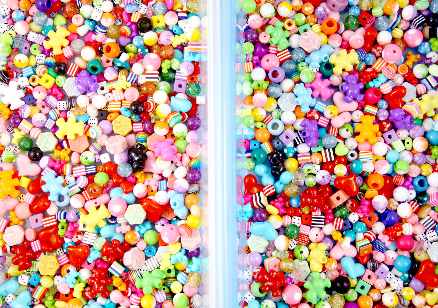 Huge Bead Grab Bag - Over 1000 pcs - SUPER FUNKY Mixed Lot of Plastic Beads - great for kandi singles, ispy, sensory crafts, jewelry making