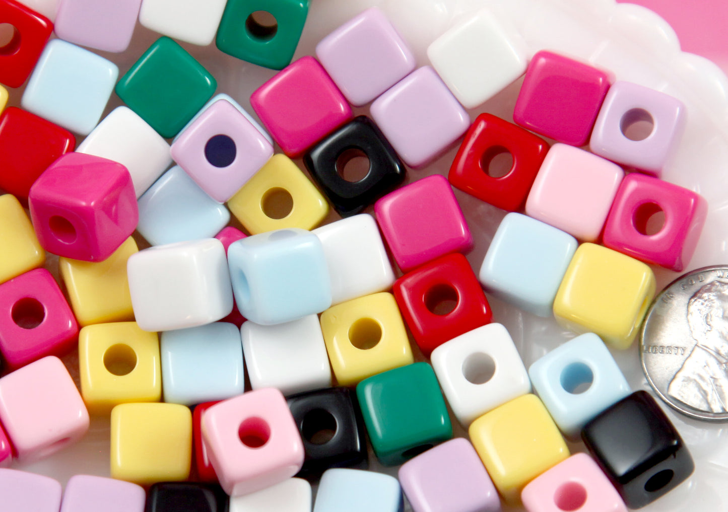 Cube Beads - 50 pieces - 10mm Small Pixel Cubes Acrylic Beads - Little Block Beads