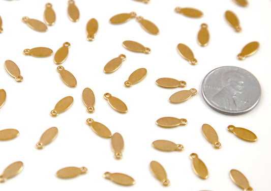 10mm Long Thin Shape Small Gold Color Bails - 25 pcs - Stainless Steel Drop Pads, for Making Cabochons into Charms!