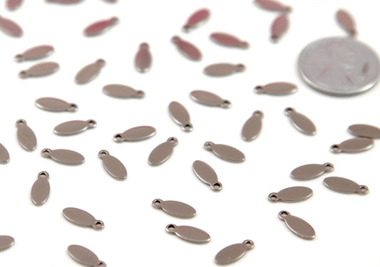 Steel Color Bails - 25 pcs -  10mm Long Thin Shape Small Silver Color Bails - Stainless Steel Drop Pads, for Making Cabochons into Charms!