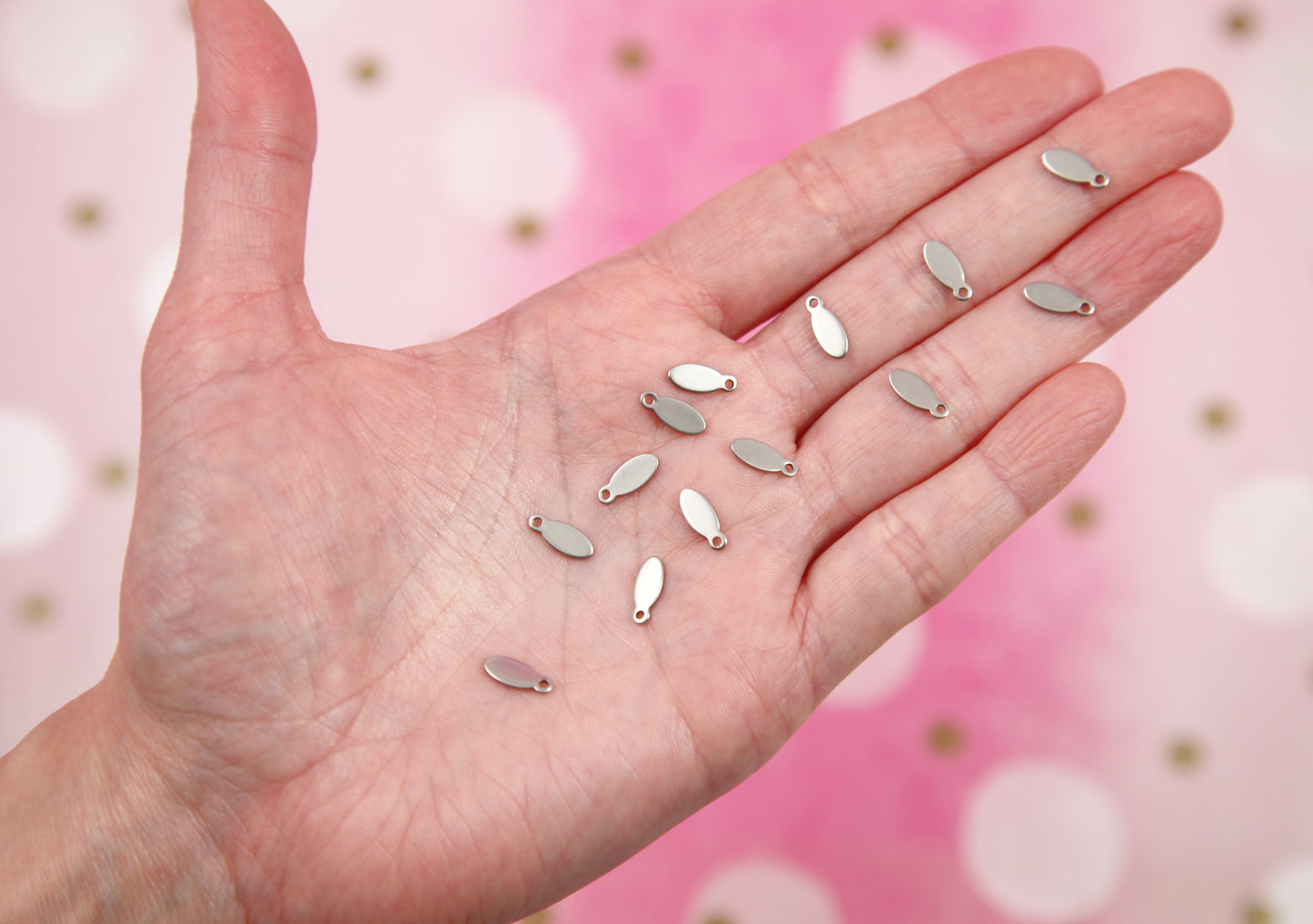 Steel Color Bails - 25 pcs -  10mm Long Thin Shape Small Silver Color Bails - Stainless Steel Drop Pads, for Making Cabochons into Charms!