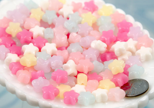 Small Pastel Star Beads - 150 pieces - 12mm Small Jelly Color Pastel Star Acrylic or Resin Beads