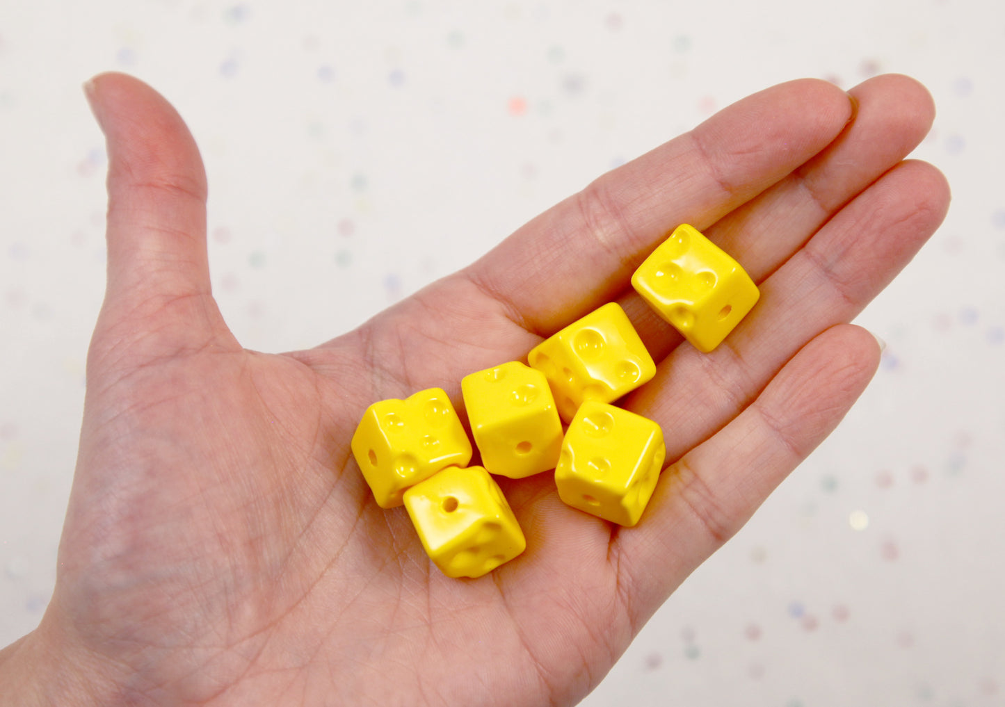 Cheese Beads - 10 pieces - Cute Cheese Chunk Resin or Acrylic Beads - for Bead Pens or Jewelry Making