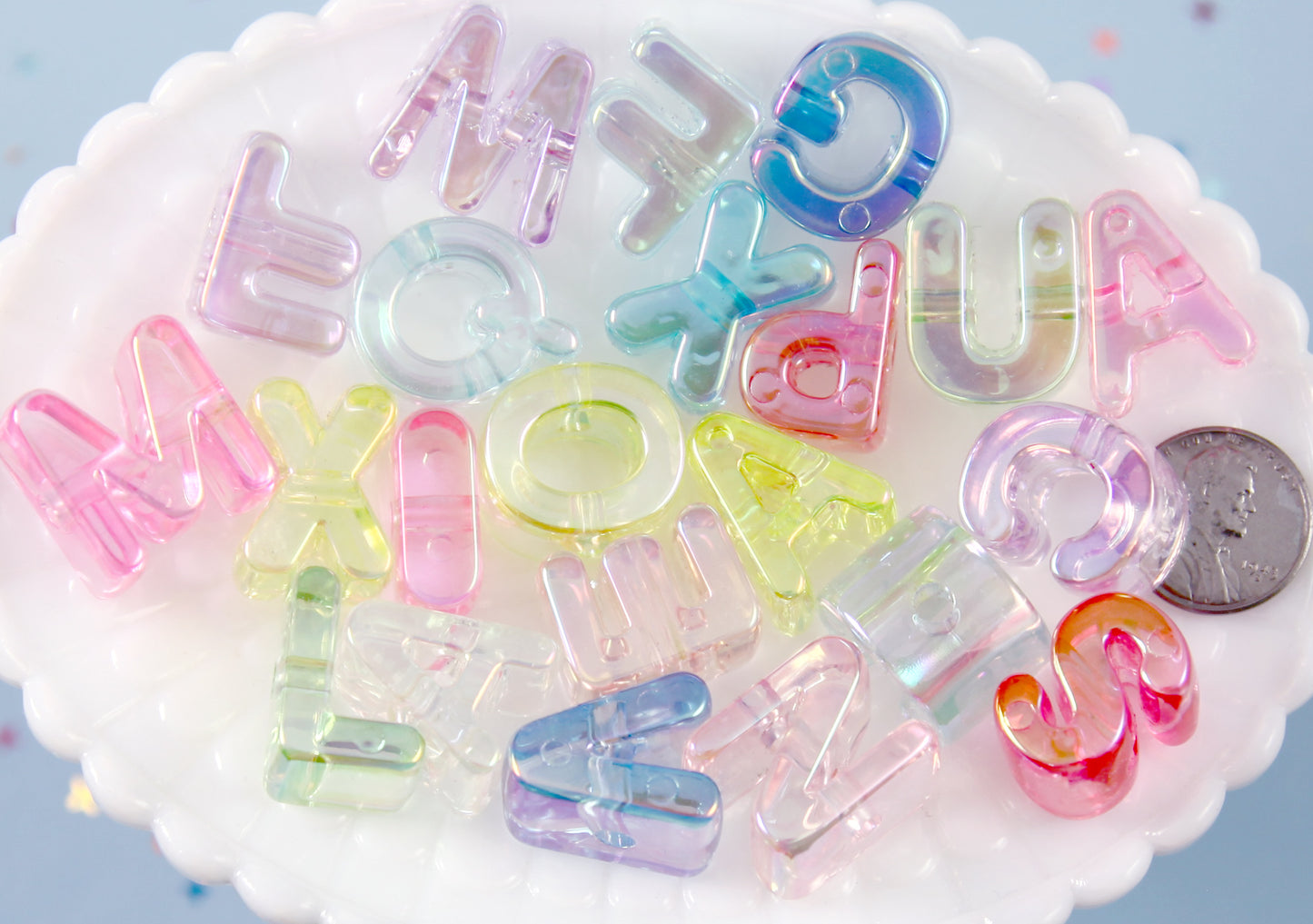 Letter Beads - 20mm Chunky Pastel AB Alphabet Letter Beads Resin or Acrylic Beads - approx. 100 pcs set