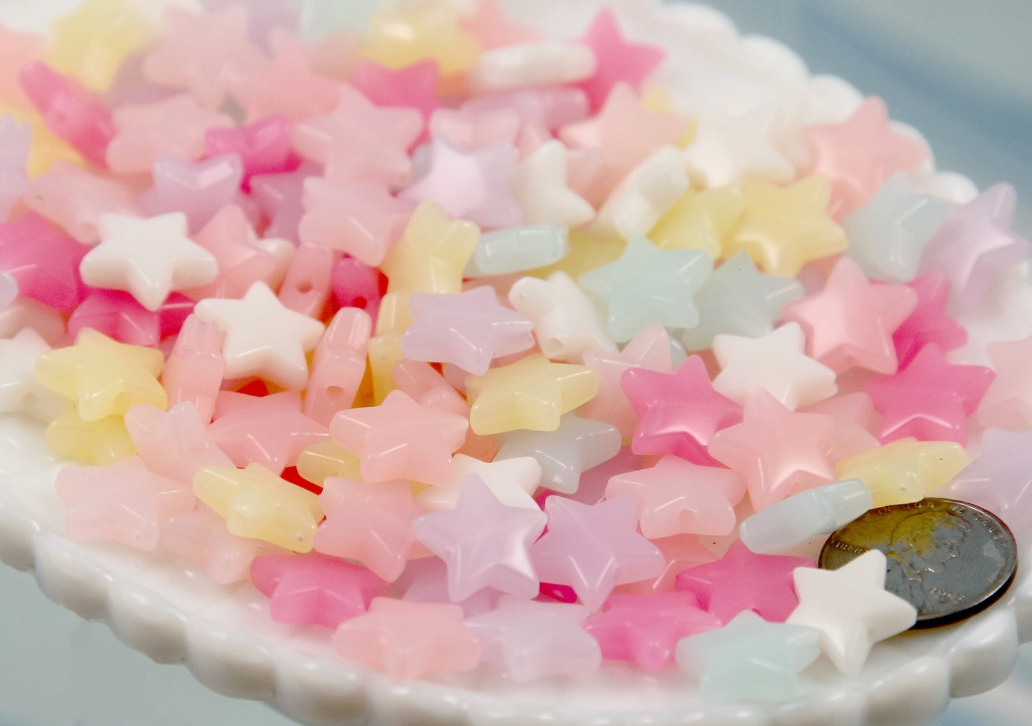 Pastel Star Beads - 120 pieces - 14mm Jelly Color Pastel Star - Perfect Medium Size - Star Acrylic or Resin Beads