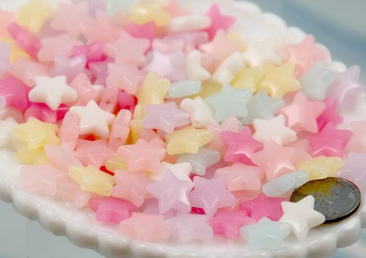 Pastel Star Beads - 120 pieces - 14mm Jelly Color Pastel Star - Perfect Medium Size - Star Acrylic or Resin Beads