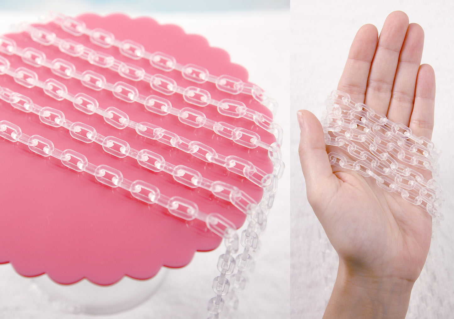 Clear Plastic Chain - 14mm Transparent Acrylic or Plastic Chain - 19 inch length / 48cm length - 3 pcs set