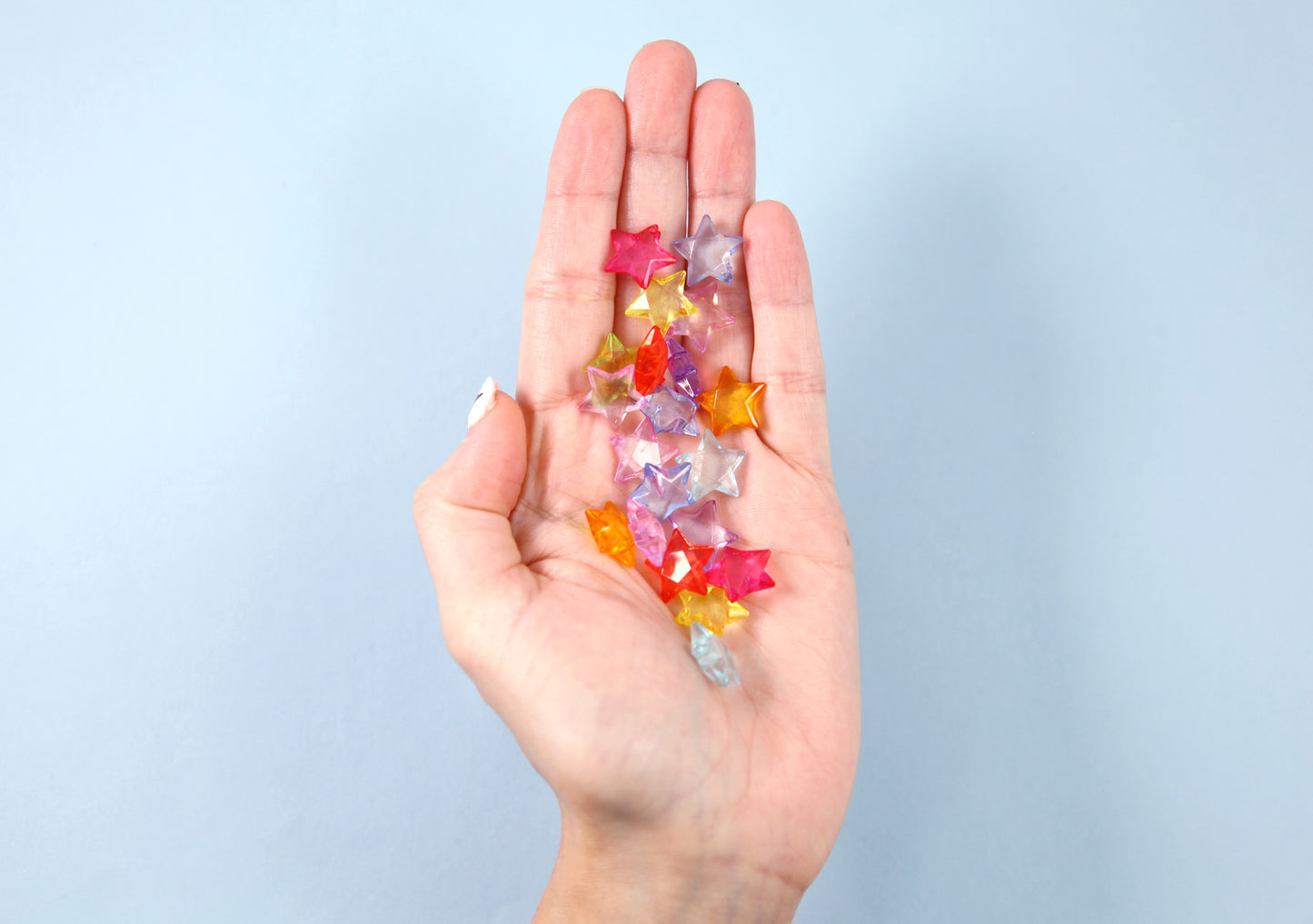 Plastic Star Charms - 15mm Small Transparent Faceted Star Charm Plastic or Acrylic Charms or Pendants - 100 pc set