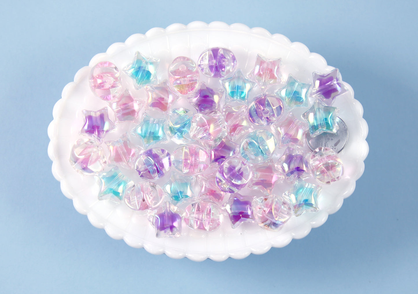 Pastel Star Beads - 15mm Amazing Double Bead Pastel 3D Star Acrylic or Resin Beads - 21 pcs set