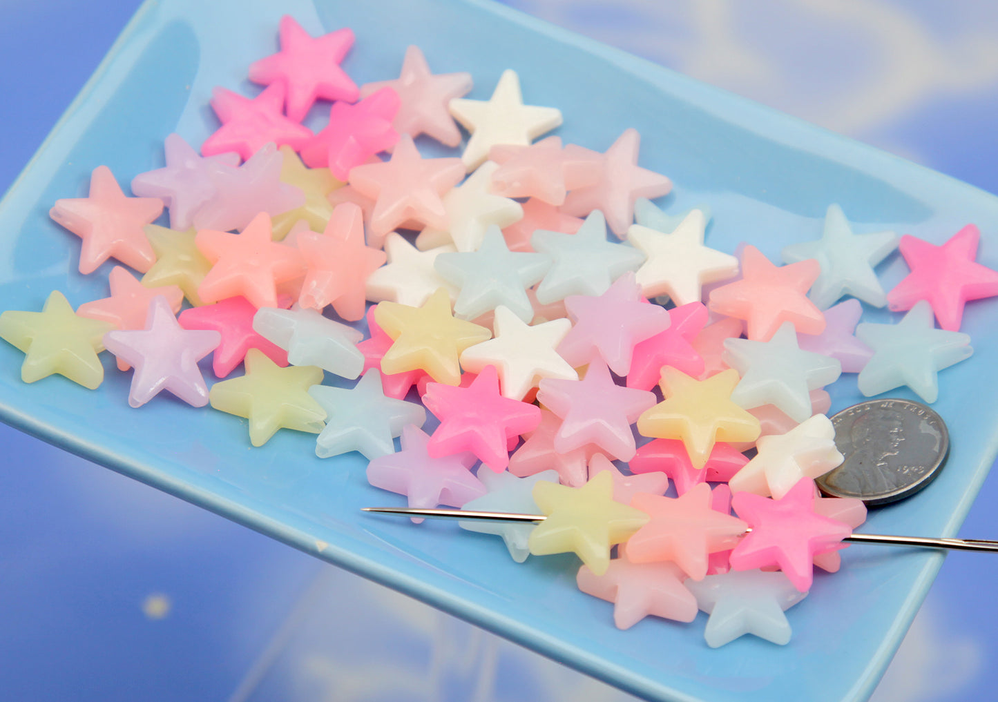 Pastel Star Beads (100 pcs) 16mm Milky Color Pastel Star Acrylic or Resin Beads