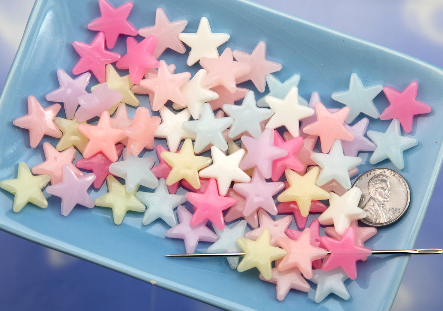 Pastel Star Beads (100 pcs) 16mm Milky Color Pastel Star Acrylic or Resin Beads