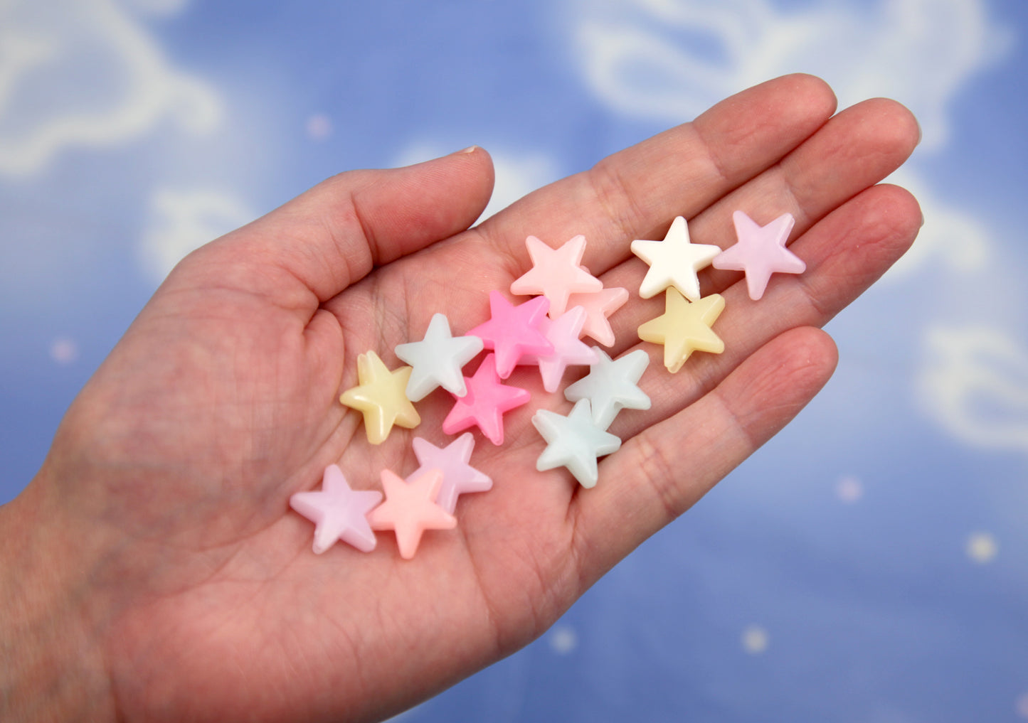 Pastel Star Beads (100 pcs) 16mm Milky Color Pastel Star Acrylic or Resin Beads
