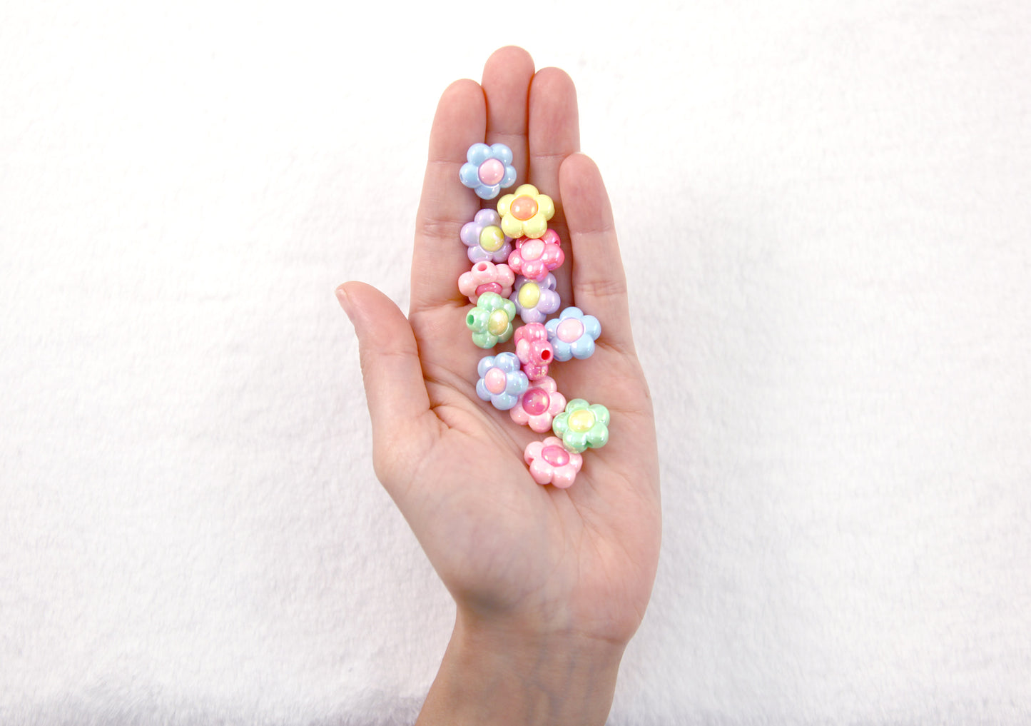 Flower Beads - 16mm Pastel Amazing AB Acrylic Flower Beads - Resin Flower Beads - 18 pc set