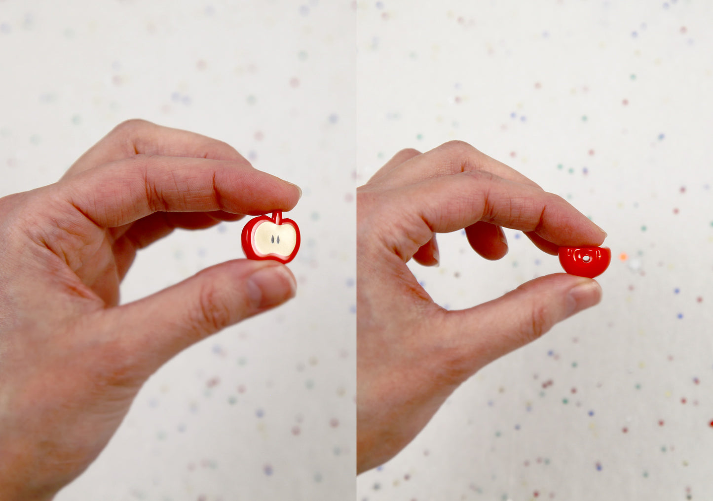 Apple Beads - 10 pieces - 17mm Cute Red Apple Slices Resin or Acrylic Beads