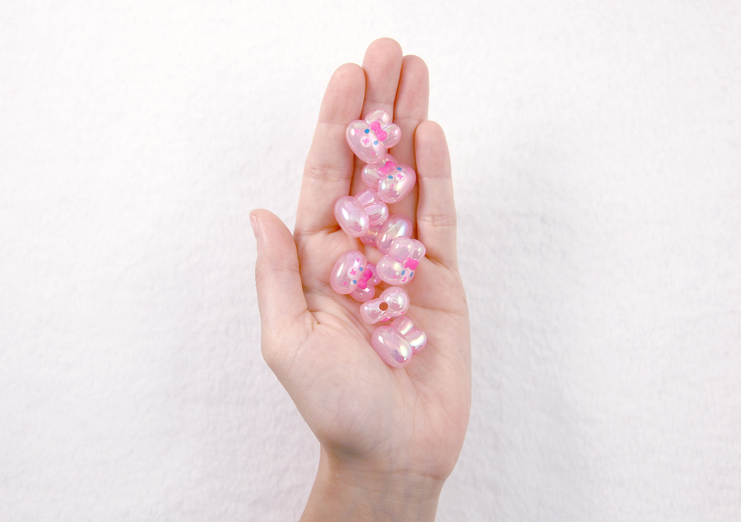 Cute Bunny Beads - 20mm AB Pink Bunny Resin or Acrylic Beads - 8 pc set