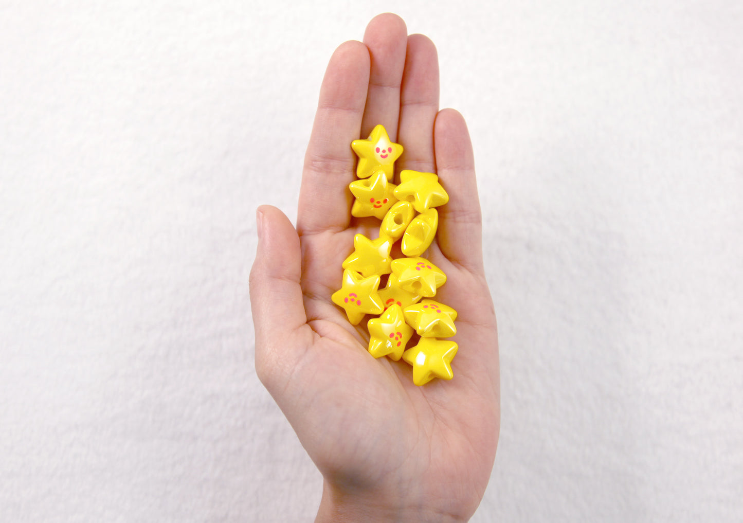 Cute Star Beads - 20mm AB Happy Star with Face Resin or Acrylic Beads - 10 pc set