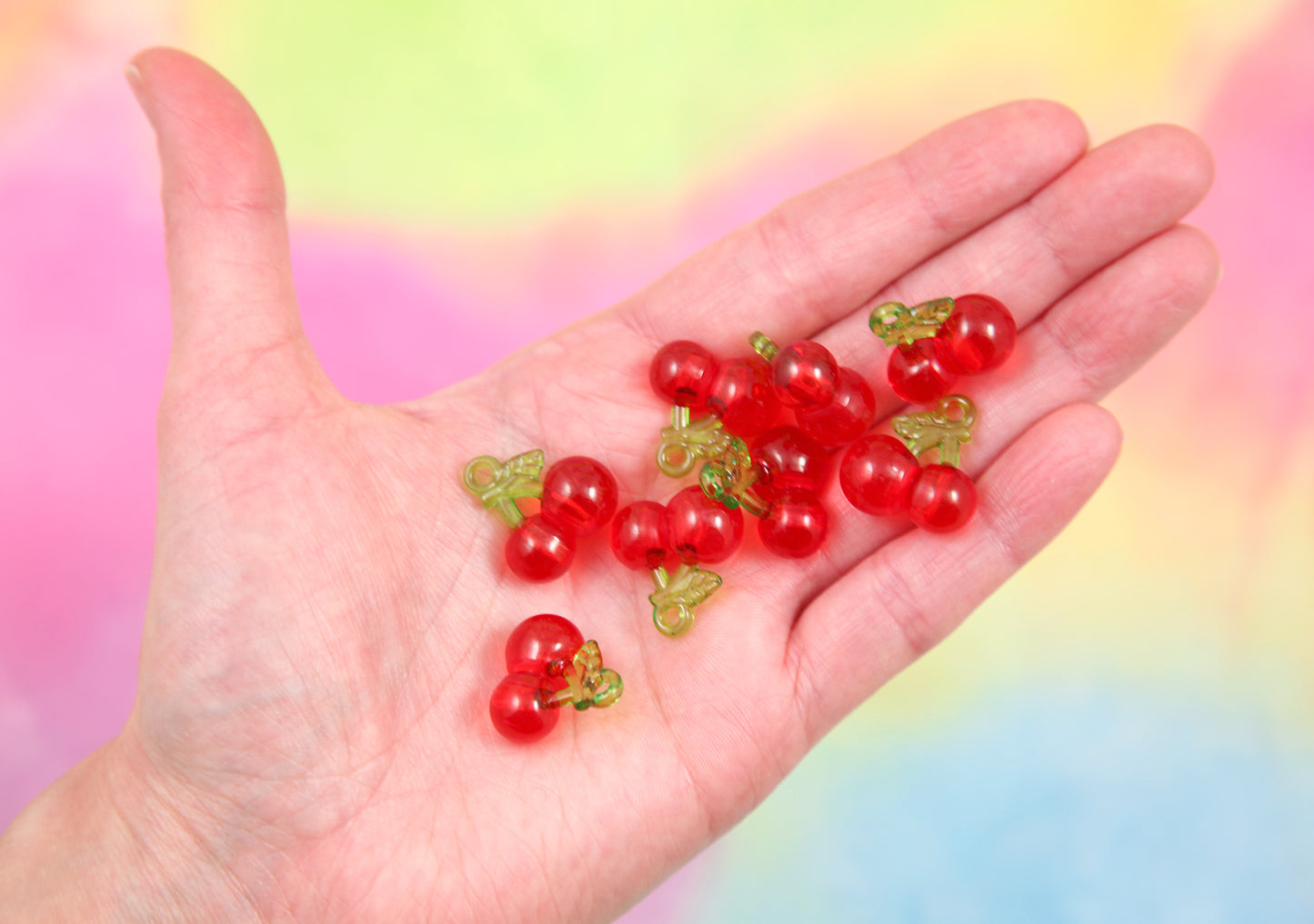 Cherry Charms - 32mm Cute Red Cherries Fake Fruit Charm Cherry Plastic Pendants – 6 pc set (Copy)