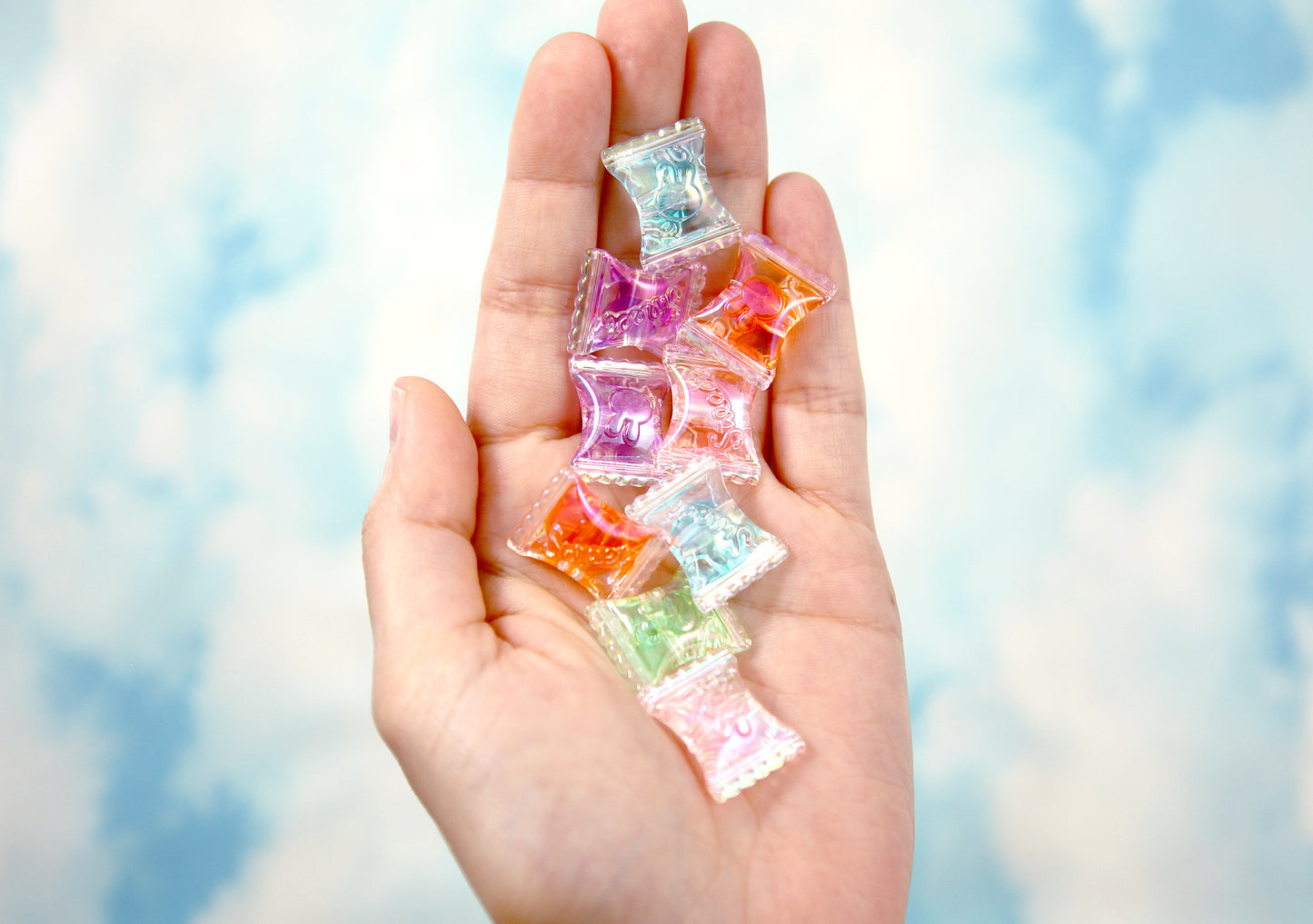 Candy Beads - 21mm Colorful Candies Wrapped Candy Shape Acrylic or Resin Beads - 15 pc set