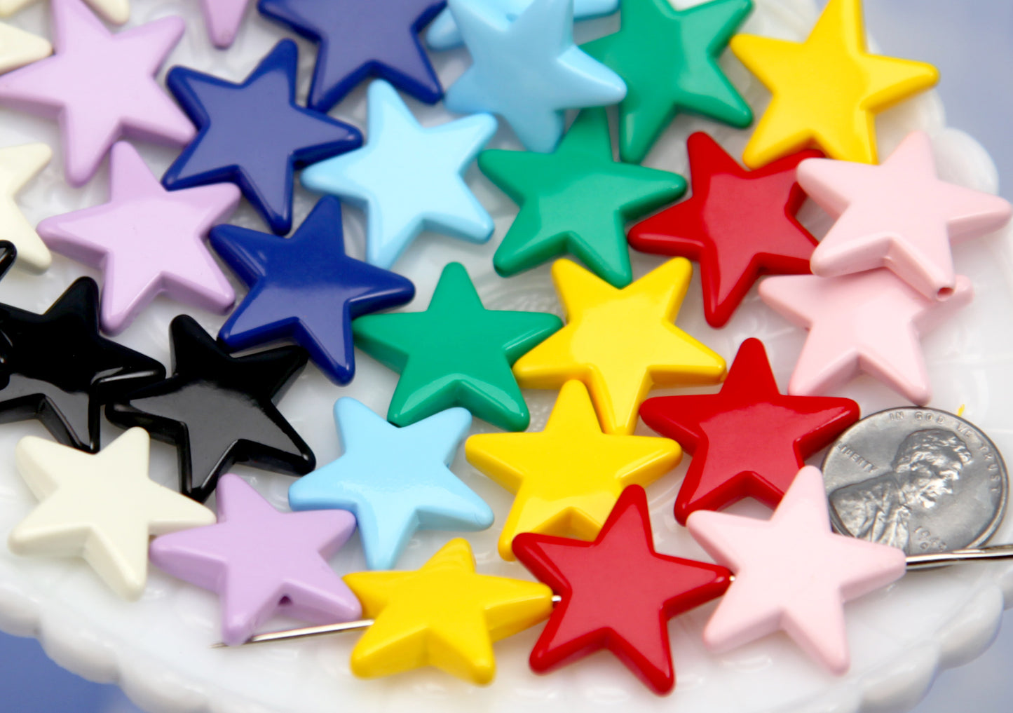 Star Beads (27 pcs) 22mm Super Cute Big Classic Star Acrylic or Resin Bead - Super High Quality