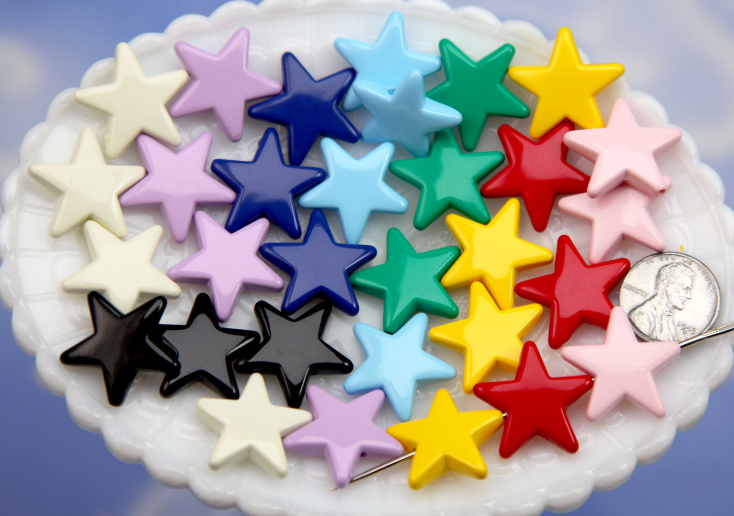Star Beads (27 pcs) 22mm Super Cute Big Classic Star Acrylic or Resin Bead - Super High Quality