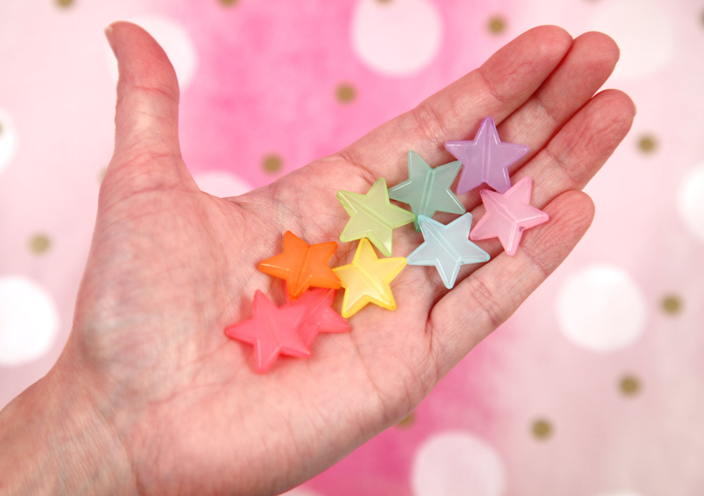 Big Star Beads - 45 pieces - 14mm Large Jelly Color Plastic Stars Resin or Acrylic Beads