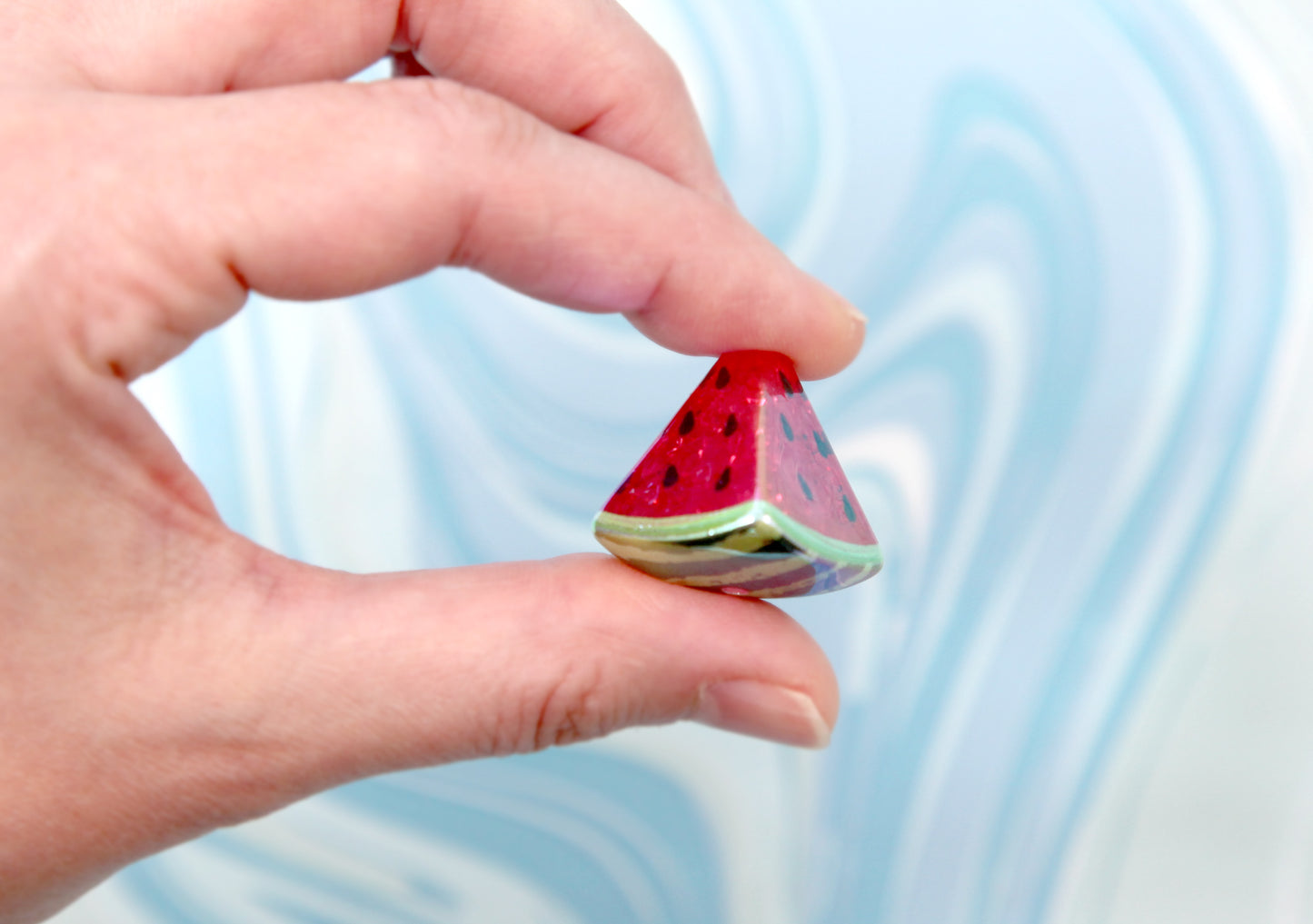 Big Watermelon Beads - 24mm Amazing AB Chunky Watermelon Slices Bead - Shiny Fake Fruit Acrylic or Resin Beads (5 pieces)