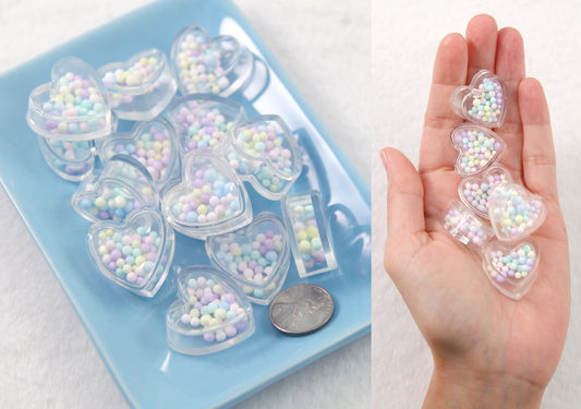 Pastel Charms - 5 pcs - 24mm Pastel Shaker Charms or Flat Backs - Cute Resin Cabochons for crafts!