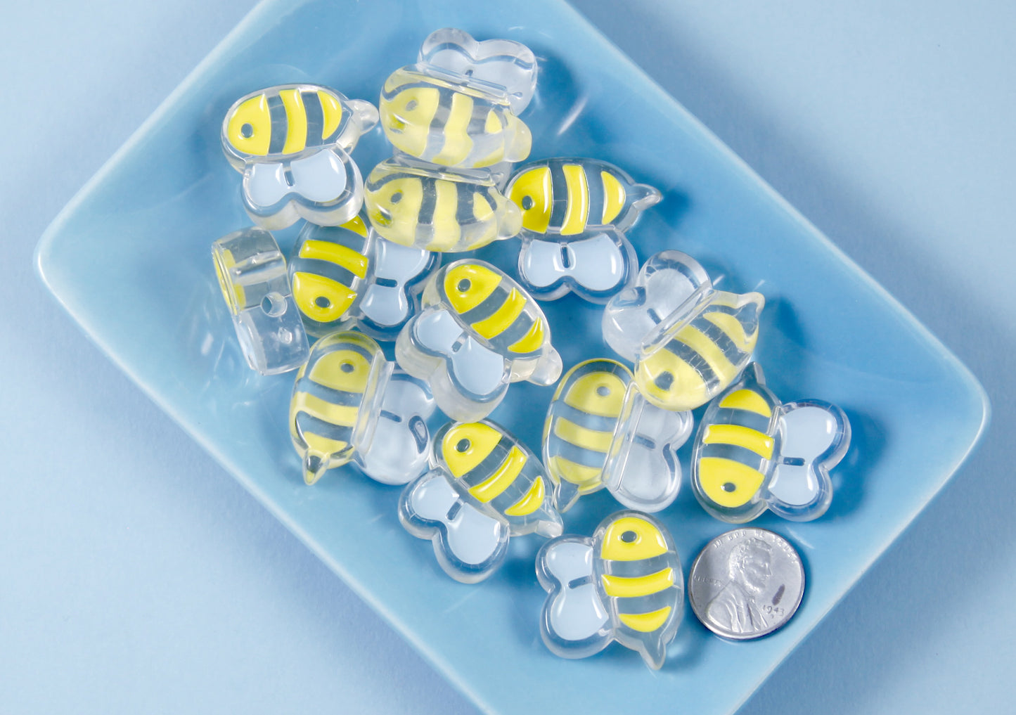 Bee Beads - 24mm Cute Bumblebee Enamel Style Acrylic Beads or Resin Beads - 10 pc set