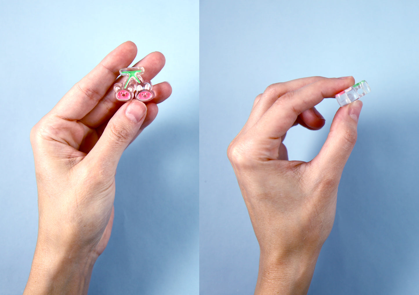 Cute Beads - 26mm Bear Bunny Cherry Enamel Style Acrylic Beads or Resin Beads - 10 pc set