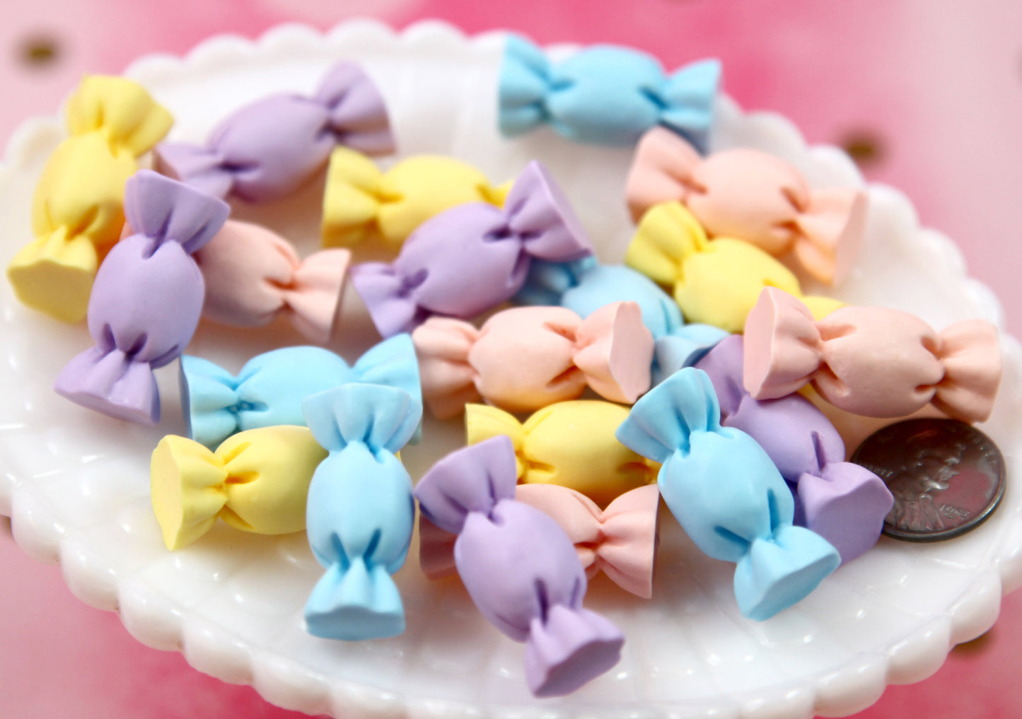 Fake Candy Flatbacks - 12 pieces - 28mm Pastel Fake Candy Acrylic or Resin Cabochons