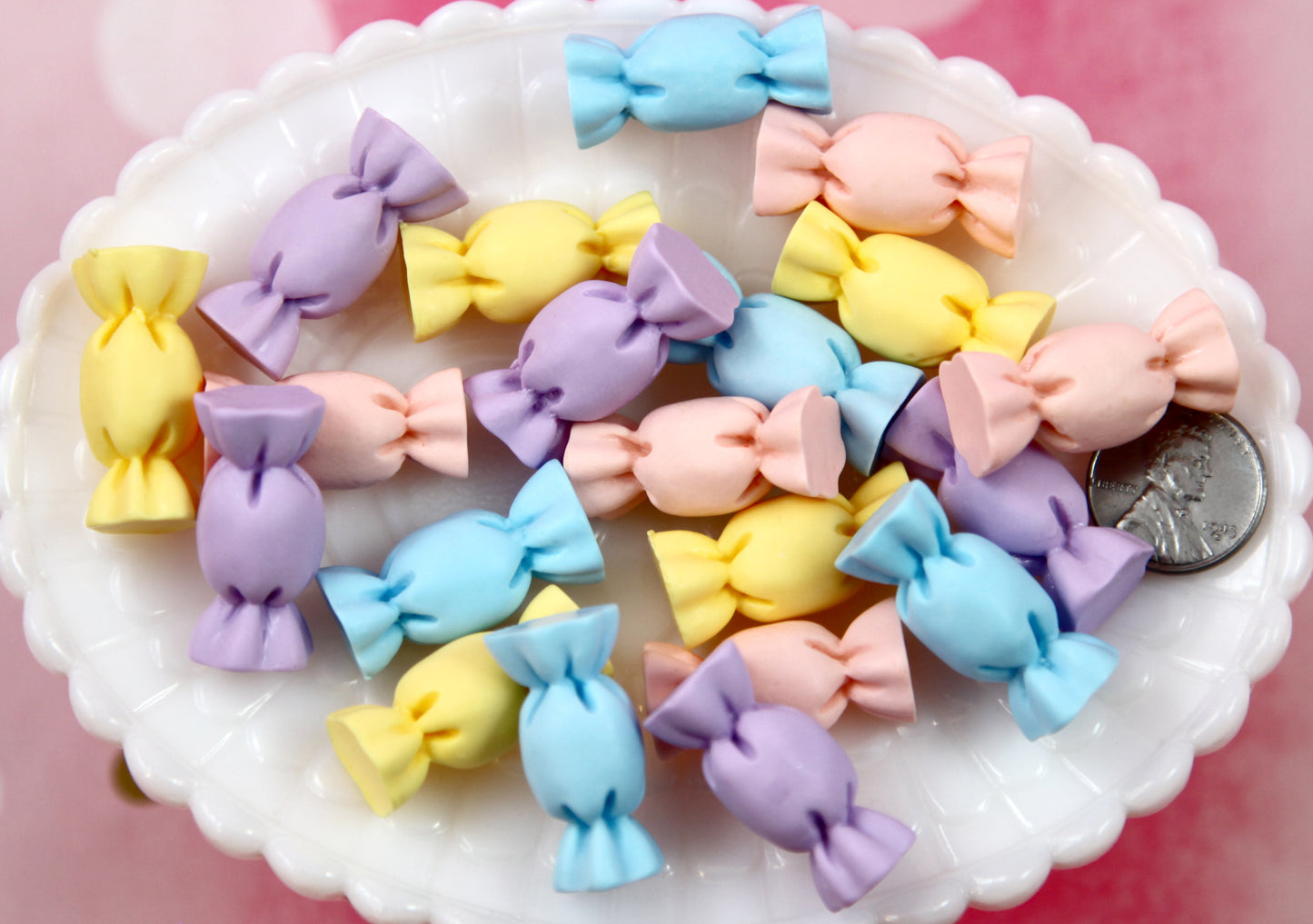 Fake Candy Flatbacks - 12 pieces - 28mm Pastel Fake Candy Acrylic or Resin Cabochons