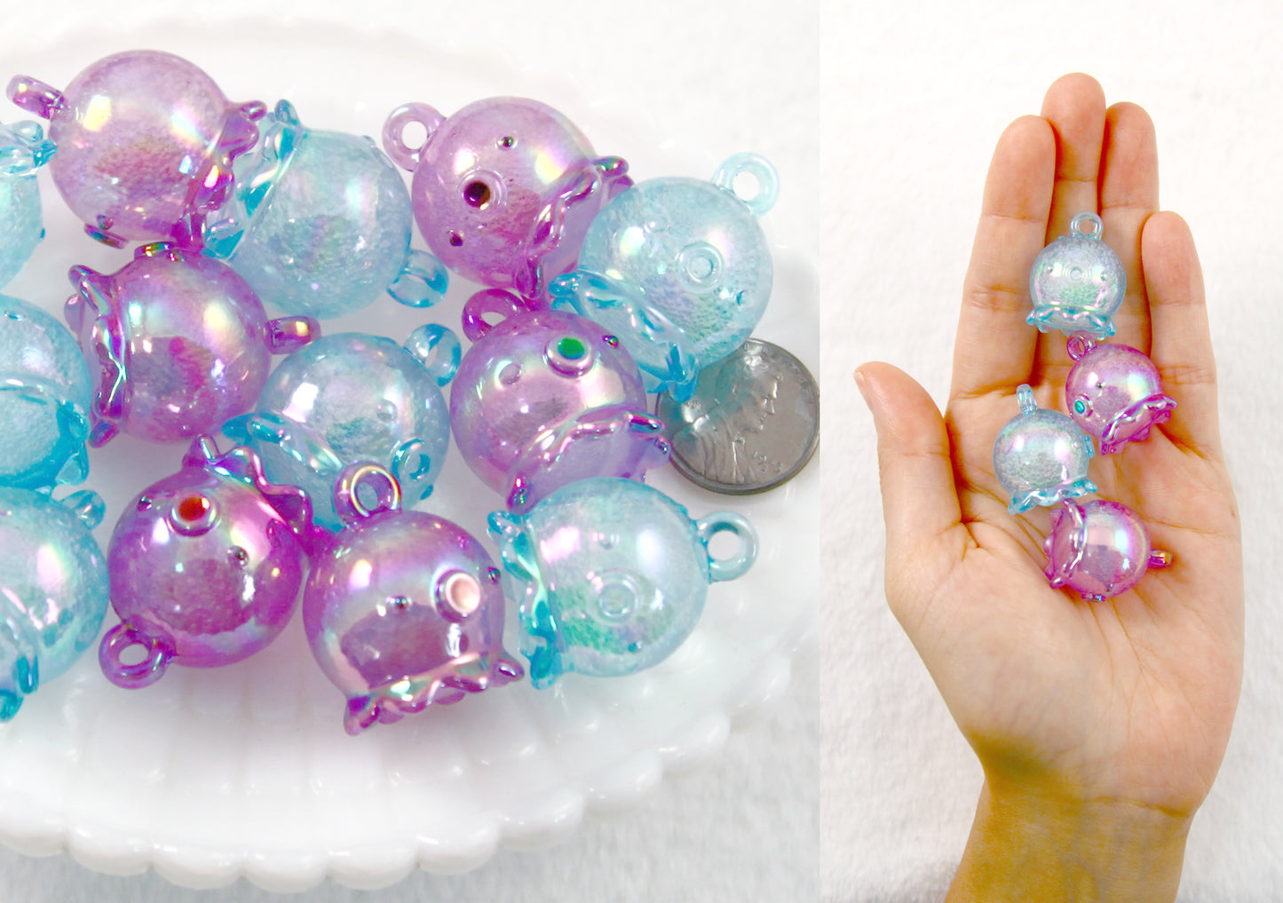 Octopus Charms - 30mm Chunky Pastel Octopus Resin Charms or Pendants - 4 pc set