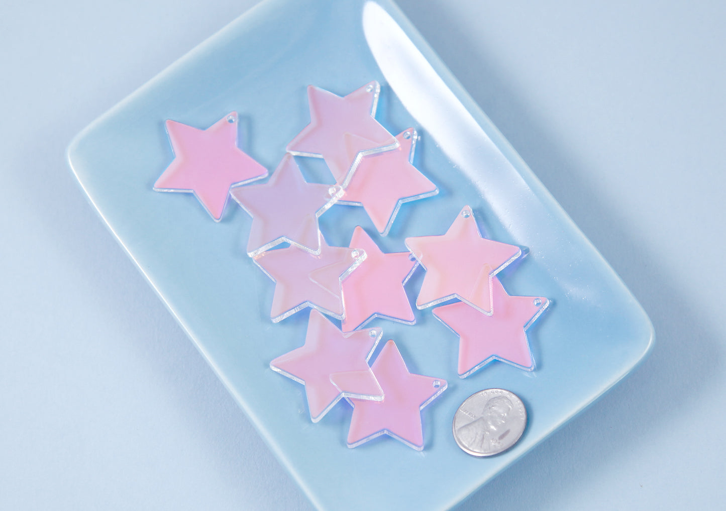Holographic Star Charms - 30mm Color Shift Stars Resin Charms - 6 pc set