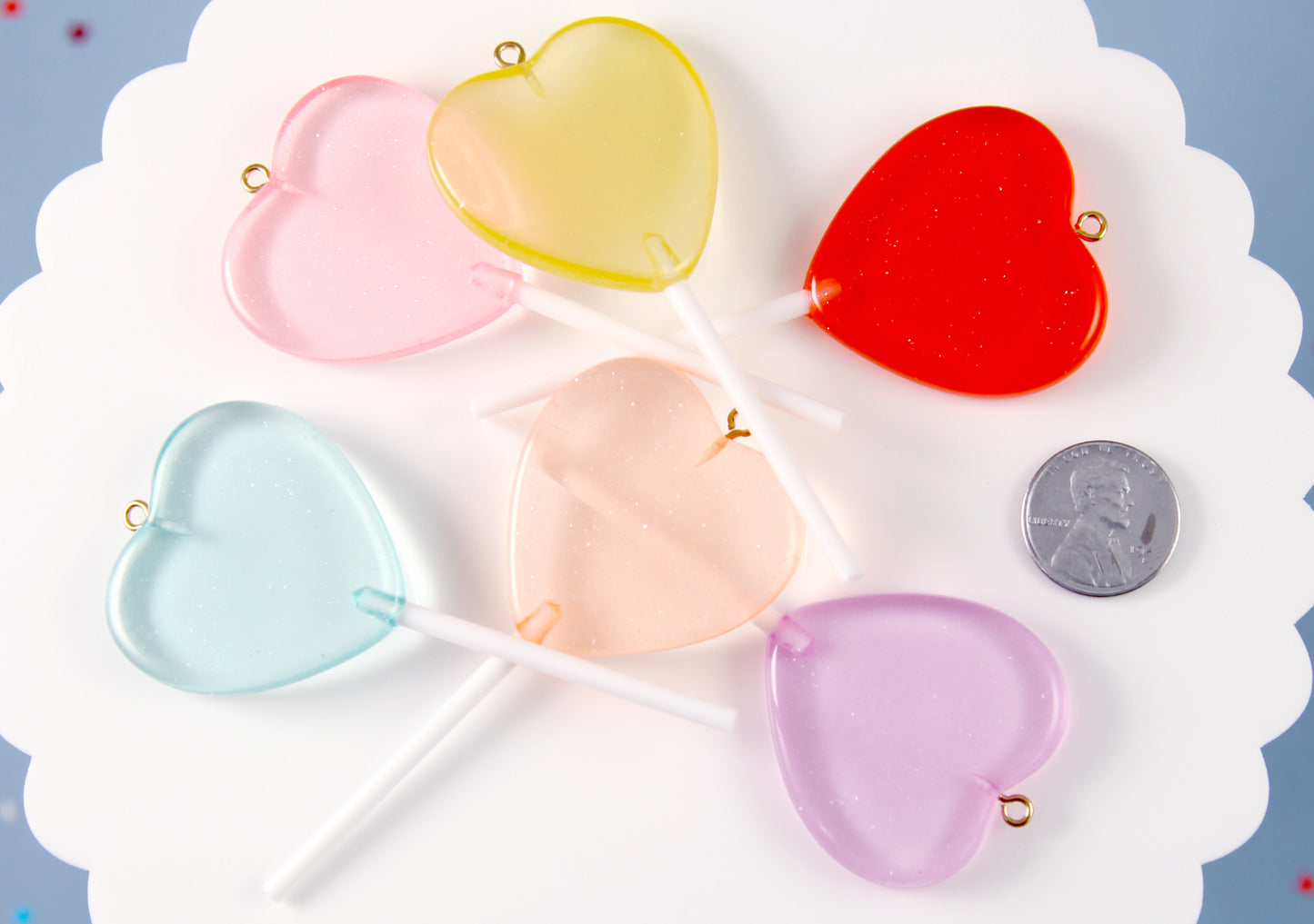 Heart Shaped Lollipop Cabochon, Fake Candy Embellishment