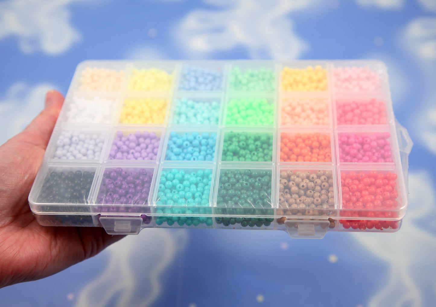 Acrylic Bead Kit - 4mm TINY Beads Set with organizer - great for making bracelets, kandi, ispy, sensory crafts, jewelry making - 1500+ pcs