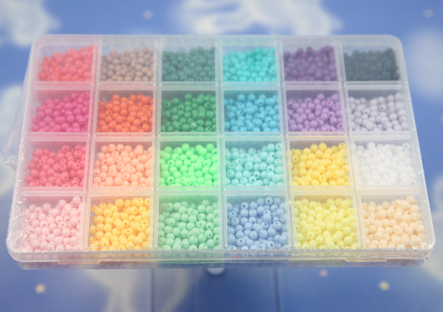 Acrylic Bead Kit - 4mm TINY Beads Set with organizer - great for making bracelets, kandi, ispy, sensory crafts, jewelry making - 1500+ pcs
