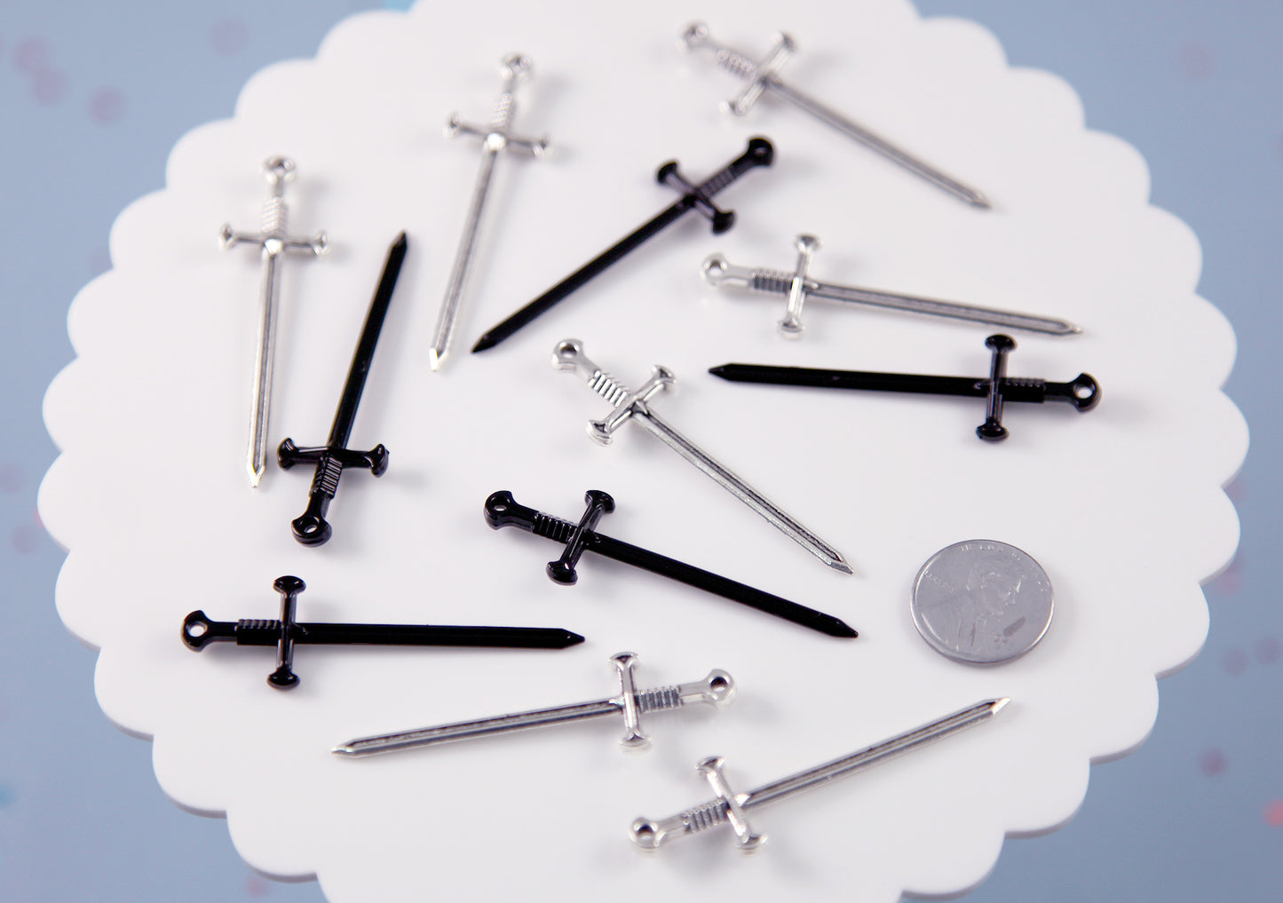 Sword Charms - 54mm Metal Classic Sword Charm or Pendant - Easy to Make into Earrings - 8 pc set