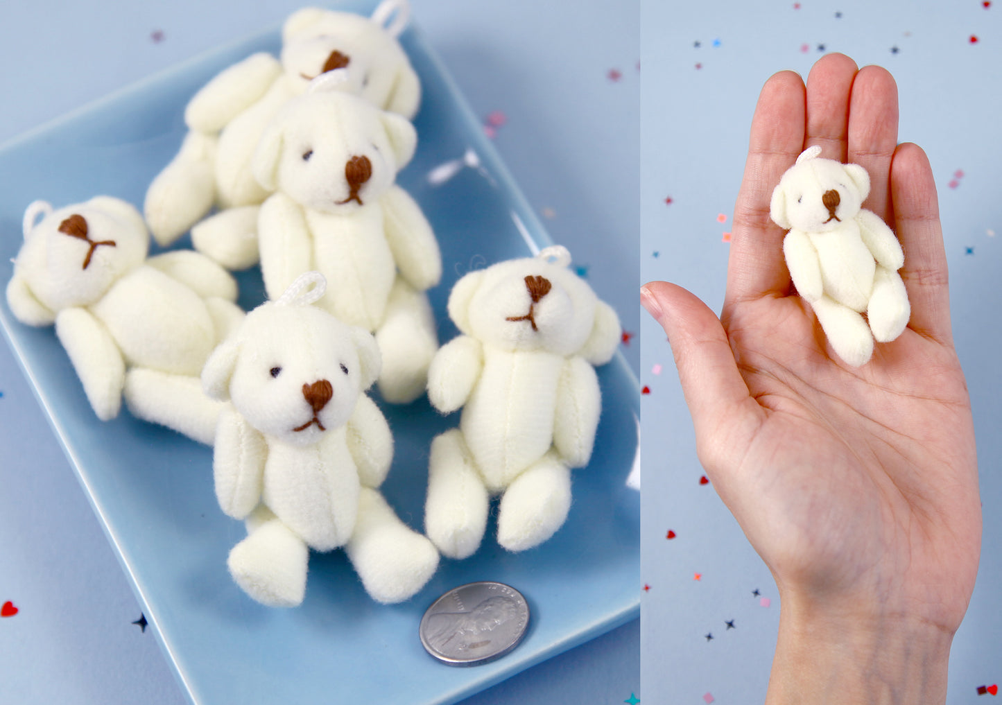 Mini Bear - 55mm Cute Small Teddy Bear Fuzzy Soft Plush Bears - 3 pc set