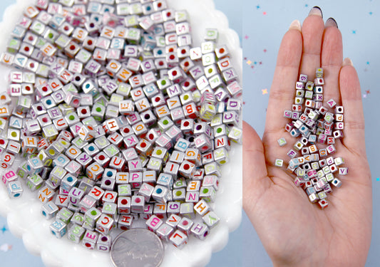 Letter Beads - 10mm Cube Square White Alphabet Acrylic or Resin Beads –  Delish Beads