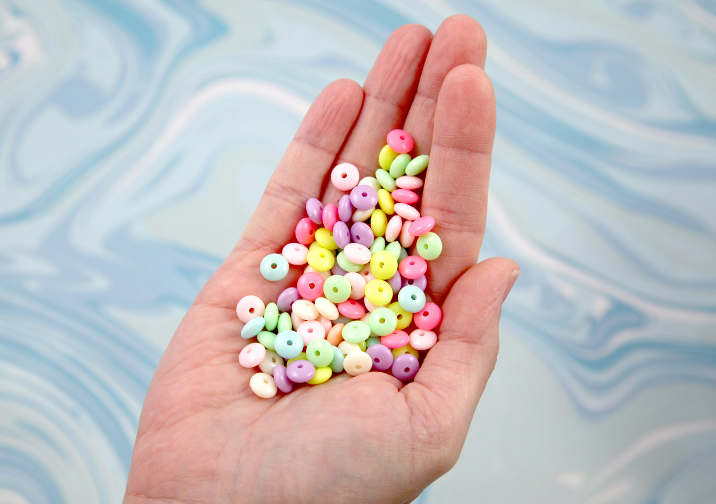 Candy Necklace Beads - 8mm Tiny Candy Color Rondelle Pastel Disc Shaped Faux Candies Acrylic or Plastic Beads (200 pieces)
