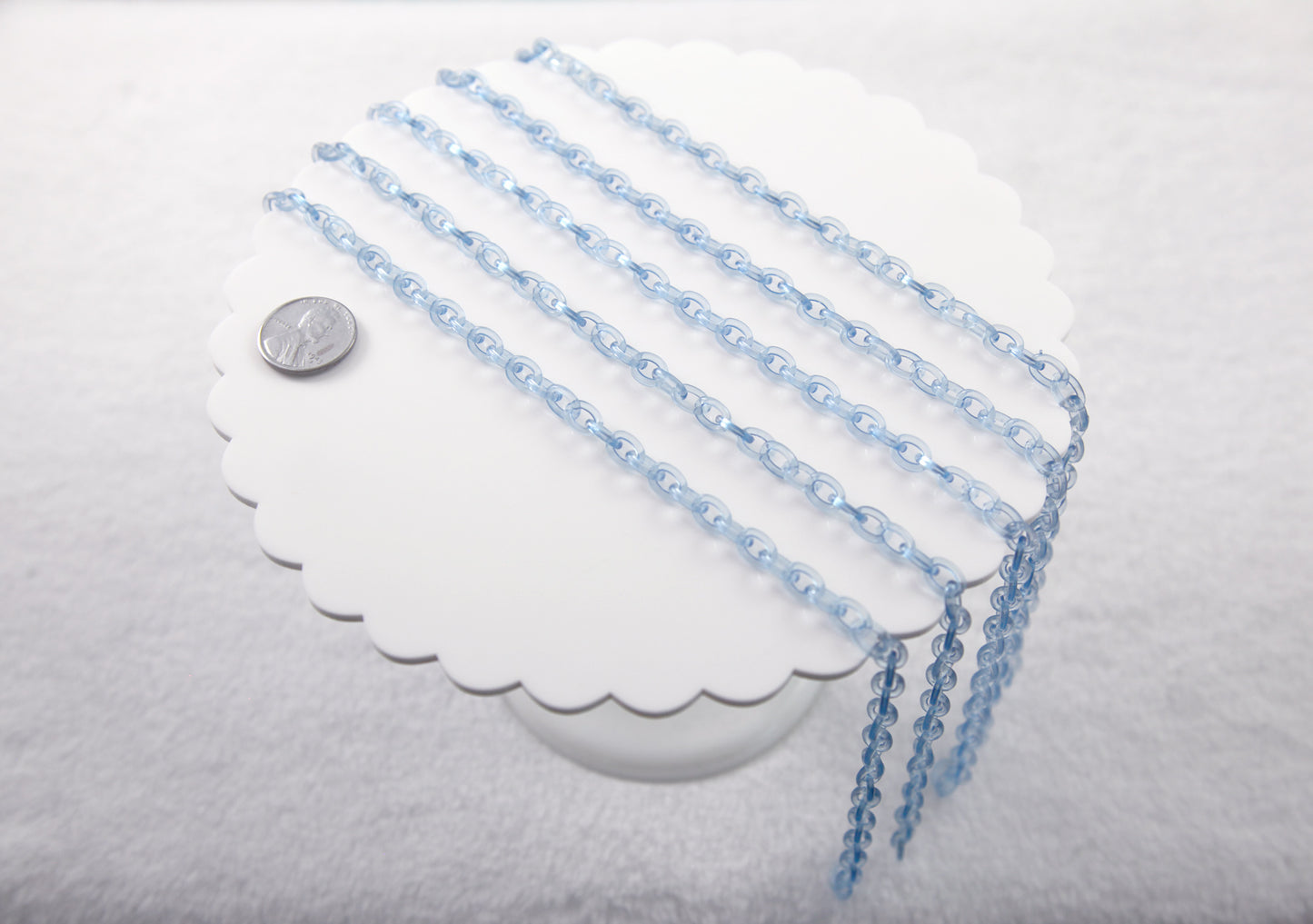 Transparent Blue Plastic Chain - 8mm Perfect Acrylic or Plastic Chain - 20 inch / 50 cm length - For Necklaces and Jewelry - 3 pcs set