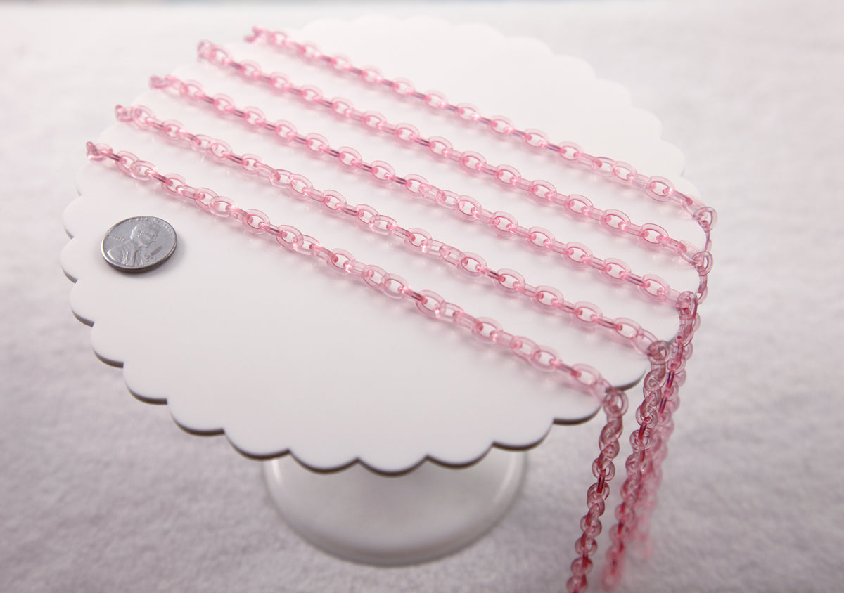Round Pink Chain Transparent Pink Plastic Chain - 8mm Perfect Acrylic or Plastic Chain ...