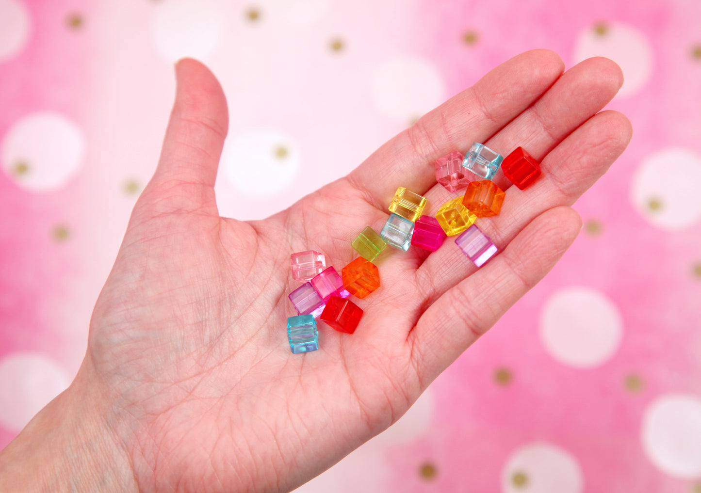 Little Cube Beads - 150 pieces - 8mm Translucent Small Pixel Cubes Acrylic Beads - Colorful Block Beads